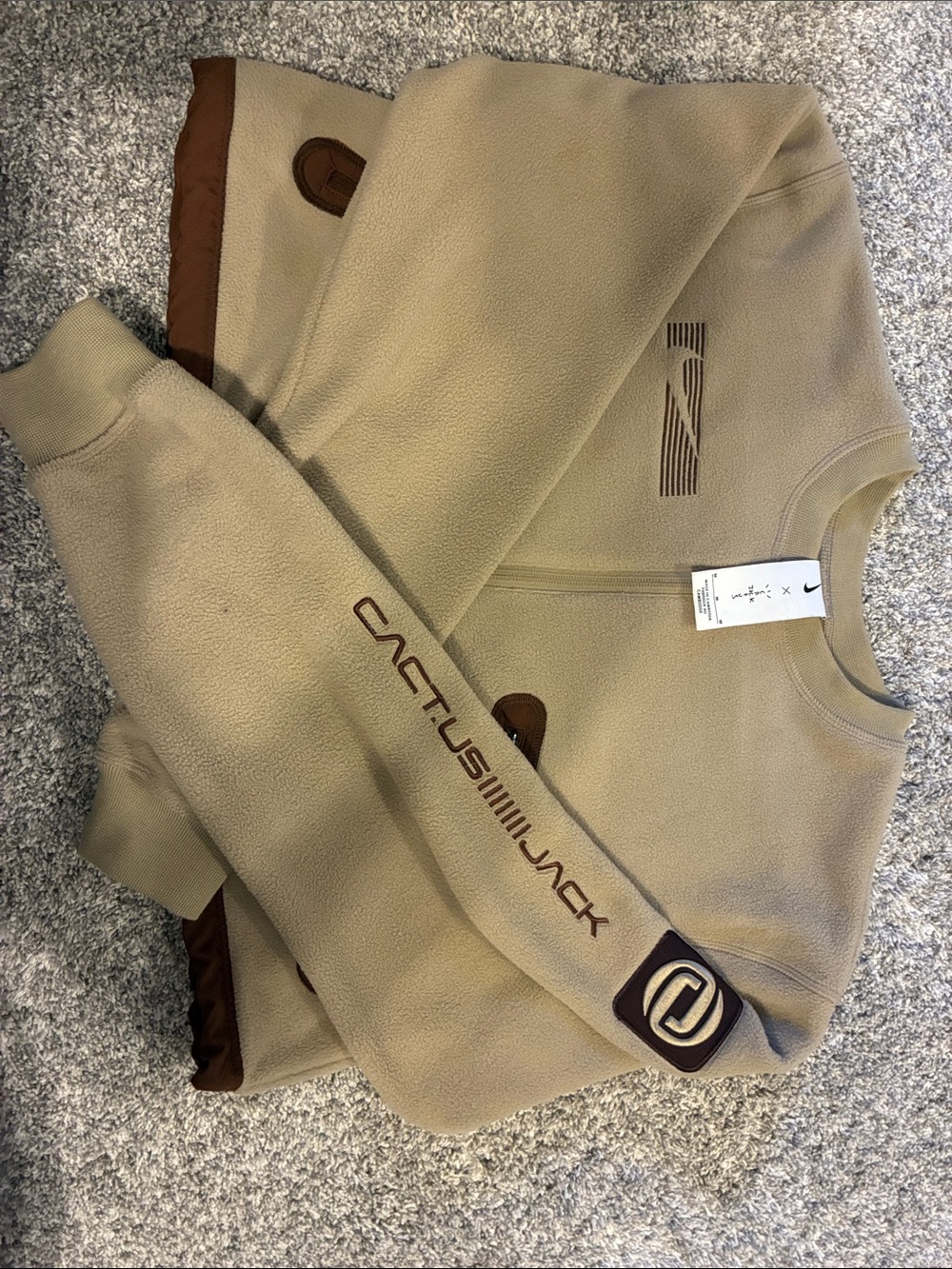 Cactus Jack by Travis Scott Tan Crewneck Sweatshirt with Brown Accents